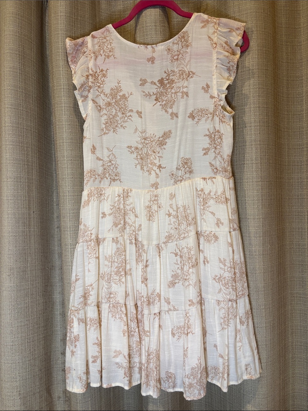 Sweet Wanderer Cream Dress with Golden floral pattern - Picture 5 of 6